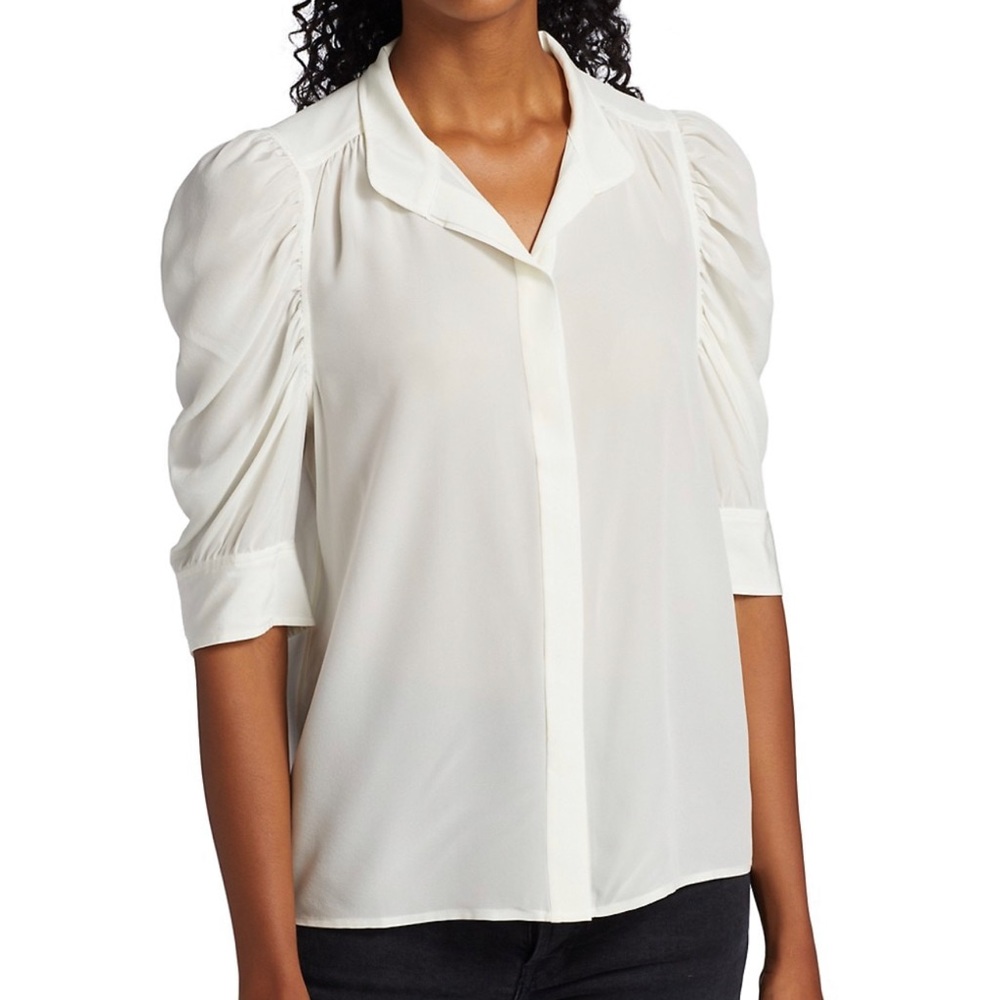 Frame Denim Gillian Puff Sleeve Silk Top